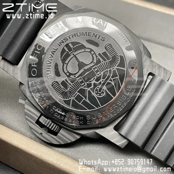 Panerai  PAM979 Carbotech VSF Best Edition Carbon Dial on Rubber Strap P.9010 Clone - Super Clone Watch | 1:1 Best Version