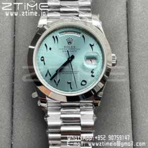 Rolex DayDate 228236 40mm GM Factory 1:1 Best Edition Ice Dial Fluted Bezel on SS Bracelet V3 - Super Clone Watch | 1:1 Best Version