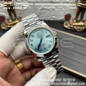 Rolex DayDate 228236 40mm GM Factory 1:1 Best Edition Ice Dial Fluted Bezel on SS Bracelet V3 - Super Clone Watch | 1:1 Best Version