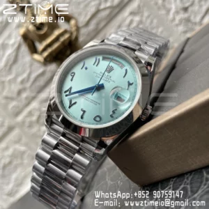 Rolex DayDate 228236 40mm GM Factory 1:1 Best Edition Ice Dial Fluted Bezel on SS Bracelet V3 - Super Clone Watch | 1:1 Best Version