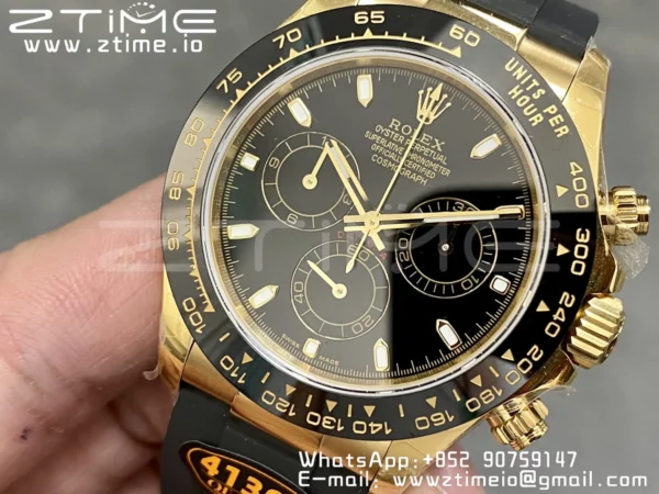 Rolex Daytona 126518 QF 1:1 Best Edition Black Dial on Oysterflex Strap SH4131 V6 (Weighted) - Super Clone Watch | 1:1 Best Version