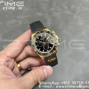 Rolex Daytona 126518 QF 1:1 Best Edition Black Dial on Oysterflex Strap SH4131 V6 (Weighted) - Super Clone Watch | 1:1 Best Version