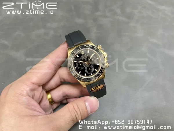 Rolex Daytona 126518 QF 1:1 Best Edition Black Dial on Oysterflex Strap SH4131 V6 (Weighted) - Super Clone Watch | 1:1 Best Version