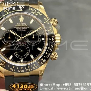 Rolex Daytona 126518 QF 1:1 Best Edition Black Dial on Oysterflex Strap SH4131 V6 (Weighted) - Super Clone Watch | 1:1 Best Version
