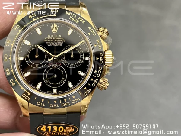 Rolex Daytona 126518 QF 1:1 Best Edition Black Dial on Oysterflex Strap SH4131 V6 (Weighted) - Super Clone Watch | 1:1 Best Version