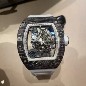 Richard Mille RM055 NTPT APS Factory 1:1 Best Edition White Bezel White Crown on Rubber Strap - Super Clone Watch | 1:1 Best Version
