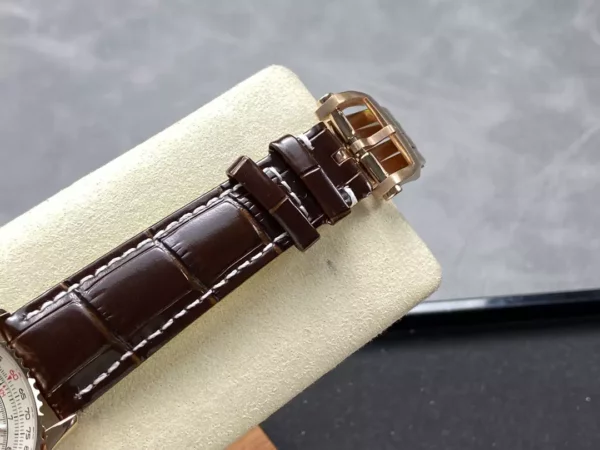 Breitling Navitimer Automatic 41mm RG BLSF White Dial on Brown Leather Strap A2824 V2 - Super Clone Watch | 1:1 Best Version