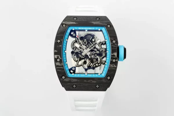 Richard Mille RM055 NTPT APS Factory 1:1 Best Edition Λευκό πλαίσιο Μπλε κορώνα Καουτσούκ λουράκι - Super Clone Watch | 1:1 Best Version