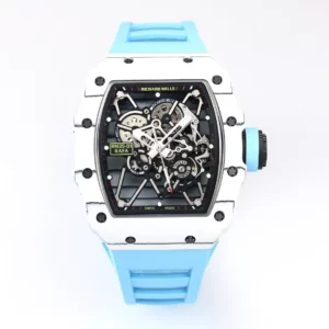 RICHARD MILLE RM35-01 White Carbon BBR Factory Best Edition Blue Rubber Strap - Super Clone Watch | 1:1 Best Version