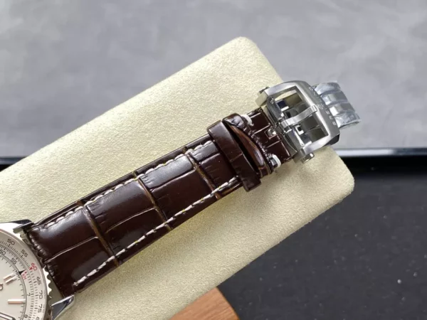 Breitling Navitimer Automatic 41mm SS BLSF Ice White Dial on Brown Leather Strap A2824 V2 - Super Clone Watch | 1:1 Best Version