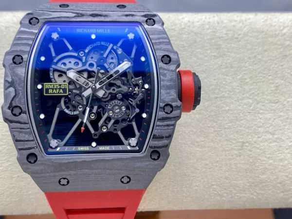 RICHARD MILLE RM35-01 Black Carbon BBR Factory Best Edition Red Rubber Strap - Super Clone Watch | 1:1 Best Version