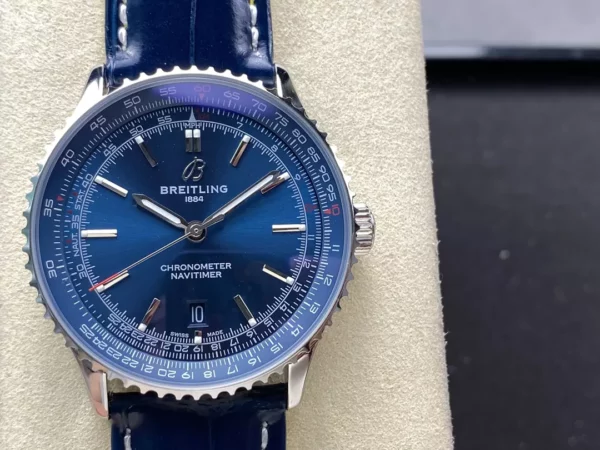 Breitling Navitimer Automatic 41mm SS BLSF Blue Dial on Blue Leather Strap A2824 V2 - Super Clone Watch | 1:1 Best Version