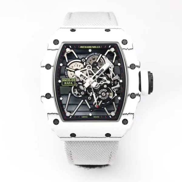 RICHARD MILLE RM35-01 White Carbon BBR Factory Best Edition White Nylon Strap - Super Clone Watch | 1:1 Best Version