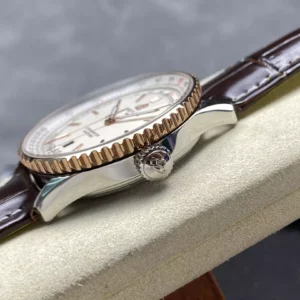 Breitling Navitimer Automatic 41mm SS BLSF Ice White Dial on Brown Leather Strap A2824 V2 - Super Clone Watch | 1:1 Best Version