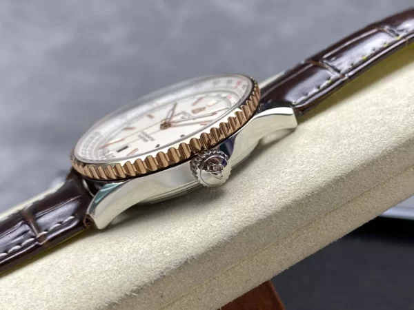 Breitling Navitimer Automatic 41mm SS BLSF Ice White Dial on Brown Leather Strap A2824 V2 - Super Clone Watch | 1:1 Best Version