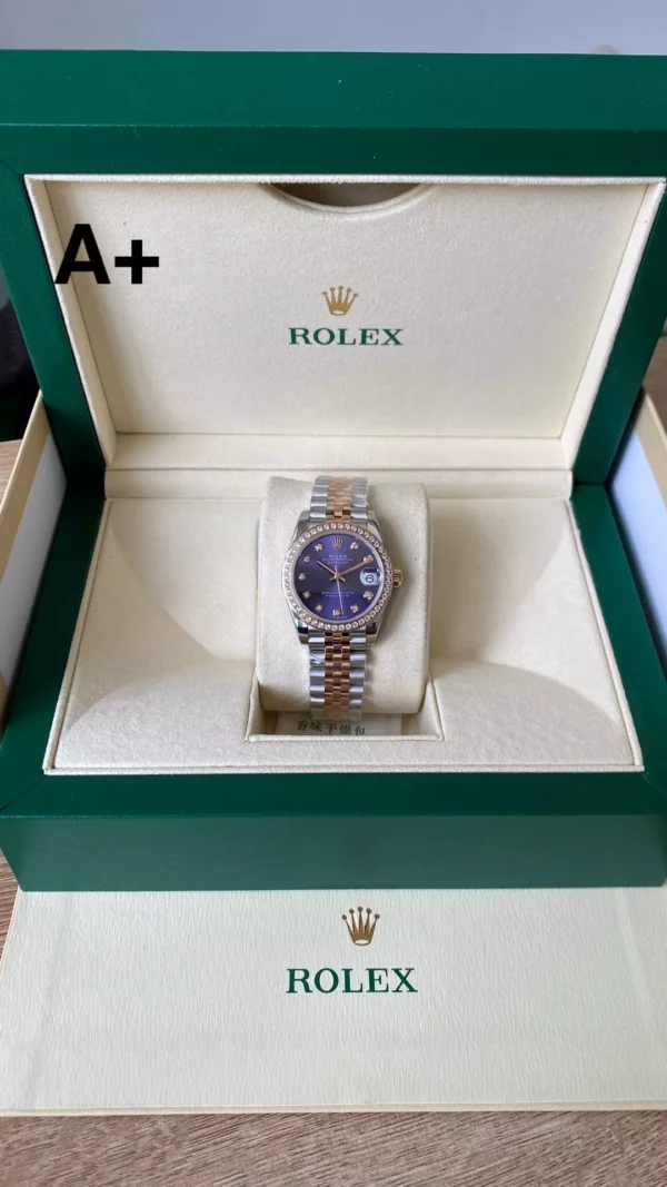 Rolex DateJust SS/RG 31mm 278381 A+ Factory 1:1 Best Edition Violet Dial Diamond Bezel - Super Clone Watch | 1:1 Best Version