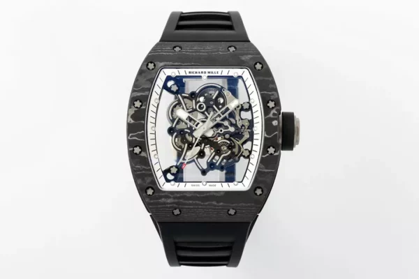 Richard Mille RM055 NTPT APS Factory 1:1 Best Edition White Bezel Black Crown Rubber Strap - Super Clone Watch | 1:1 Best Version