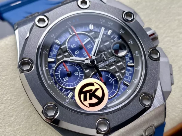 AP ロイヤルオーク オフショア シューマッハ 26568 TKF ベストエディション グレー/ブルーダイアル ブルーラバーストラップ A3126 - スーパークローンウォッチ｜1:1 ベストバージョン