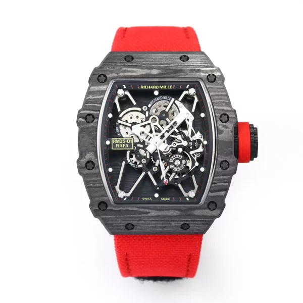 RICHARD MILLE RM35-01 Black Carbon BBR Factory Best Edition Red Nylon Strap - Super Clone Watch | 1:1 Best Version