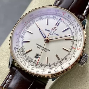 Breitling Navitimer Automatic 41mm SS BLSF Ice White Dial on Brown Leather Strap A2824 V2 - Super Clone Watch | 1:1 Best Version