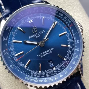 Breitling Navitimer Automatic 41mm SS BLSF Blue Dial on Blue Leather Strap A2824 V2 - Super Clone Watch | 1:1 Best Version