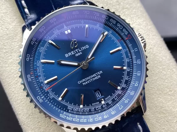 Breitling Navitimer Automatic 41mm SS BLSF Blue Dial on Blue Leather Strap A2824 V2 - Super Clone Watch | 1:1 Best Version