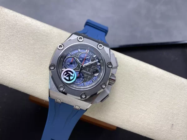 AP ロイヤルオーク オフショア シューマッハ 26568 TKF ベストエディション グレー/ブルーダイアル ブルーラバーストラップ A3126 - スーパークローンウォッチ｜1:1 ベストバージョン