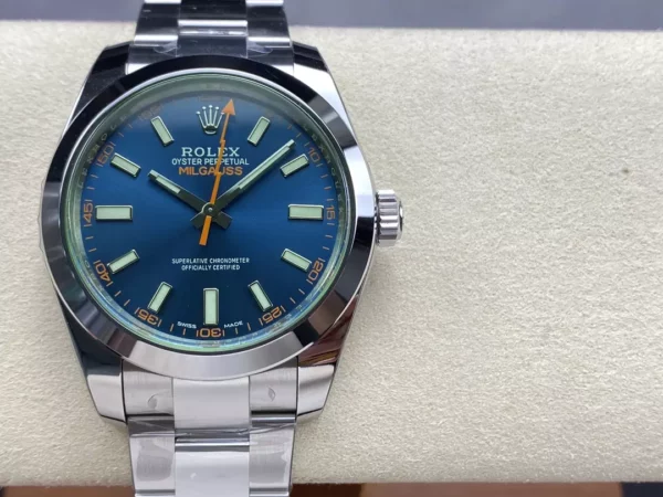 Rolex Milgauss 116400GV VSF 1:1 Best Edition 904L Steel Blue Dial on SS Bracelet VS3131 - Super Clone Watch | 1:1 Best Version