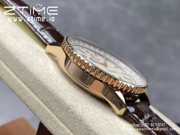 Breitling Navitimer Automatic 41mm RG BLSF White Dial on Brown Leather Strap A2824 V2 - Super Clone Watch | 1:1 Best Version