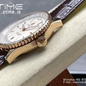 Breitling Navitimer Automatic 41mm RG BLSF White Dial on Brown Leather Strap A2824 V2 - Super Clone Watch | 1:1 Best Version