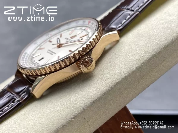 Breitling Navitimer Automatic 41mm RG BLSF White Dial on Brown Leather Strap A2824 V2 - Super Clone Watch | 1:1 Best Version