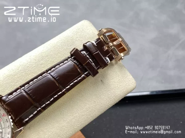 Breitling Navitimer Automatic 41mm RG BLSF White Dial on Brown Leather Strap A2824 V2 - Super Clone Watch | 1:1 Best Version