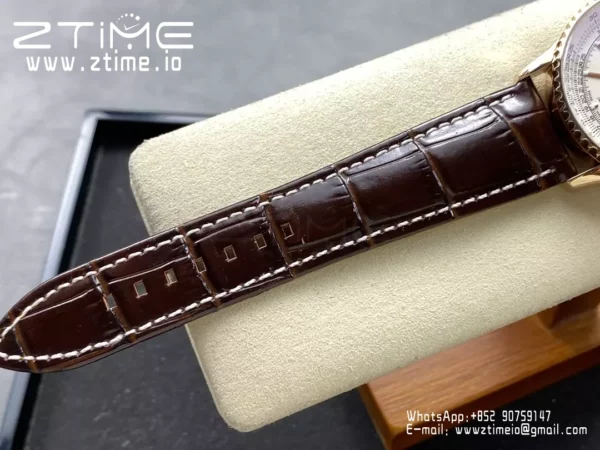 Breitling Navitimer Automatic 41mm RG BLSF White Dial on Brown Leather Strap A2824 V2 - Super Clone Watch | 1:1 Best Version
