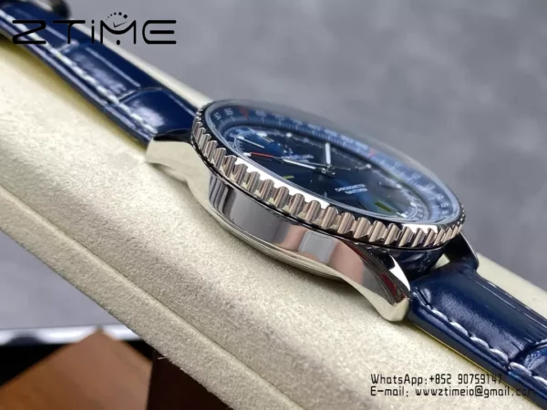 Breitling Navitimer Automatic 41mm SS BLSF Blue Dial on Blue Leather Strap A2824 V2 - Super Clone Watch | 1:1 Best Version