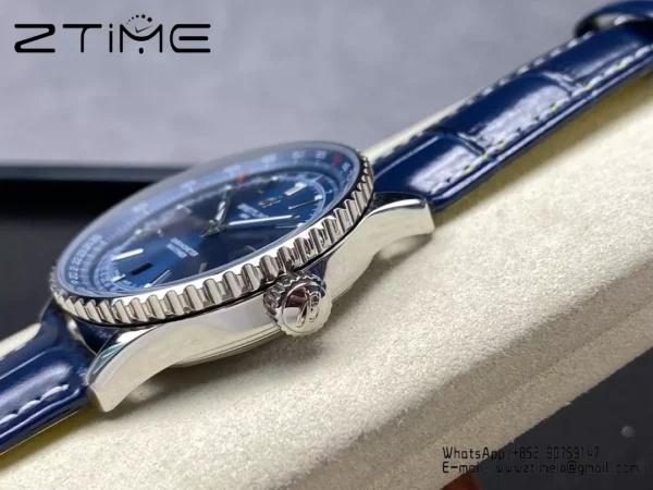 Breitling Navitimer Automatic 41mm SS BLSF Blue Dial on Blue Leather Strap A2824 V2 - Super Clone Watch | 1:1 Best Version