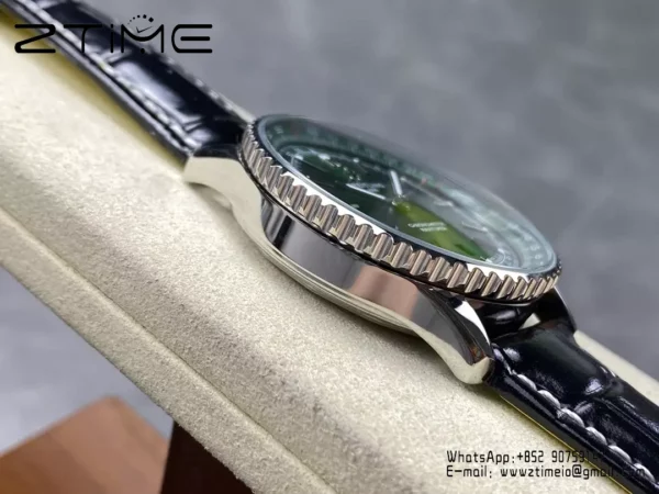 Breitling Navitimer Automatic 41mm SS BLSF Green Dial on Black Leather Strap A2824 V2 - Super Clone Watch | 1:1 Best Version