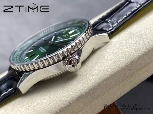 Breitling Navitimer Automatic 41mm SS BLSF Green Dial on Black Leather Strap A2824 V2 - Super Clone Watch | 1:1 Best Version