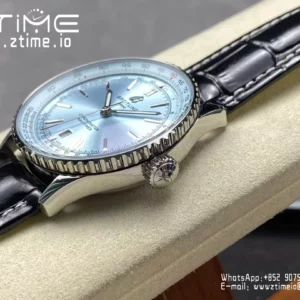 Breitling Navitimer Automatic 41mm SS BLSF Ice Blue Dial on Black Leather Strap A2824 V2 - Super Clone Watch | 1:1 Best Version