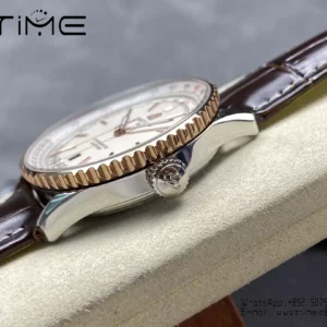 Breitling Navitimer Automatic 41mm SS BLSF Ice White Dial on Brown Leather Strap A2824 V2 - Super Clone Watch | 1:1 Best Version