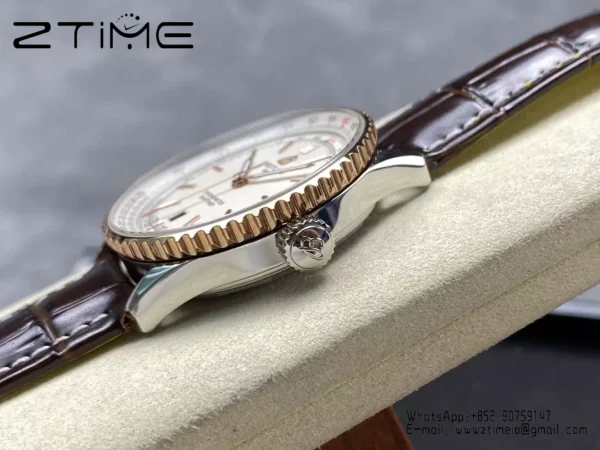 Breitling Navitimer Automatic 41mm SS BLSF Ice White Dial on Brown Leather Strap A2824 V2 - Super Clone Watch | 1:1 Best Version