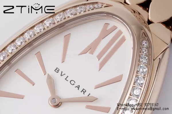 Bvlgari Serpenti Seduttori Watch RG 103146 BVF 1:1 Best Edition White Dial Diamonds Bezel - Super Clone Watch | 1:1 Best Version