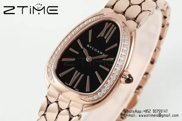 Bvlgari Serpenti Seduttori Watch RG 103453 BVF 1:1 Best Edition Black Dial Diamonds Bezel - Super Clone Watch | 1:1 Best Version