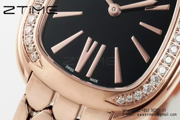 Bvlgari Serpenti Seduttori Watch RG 103453 BVF 1:1 Best Edition Black Dial Diamonds Bezel - Super Clone Watch | 1:1 Best Version