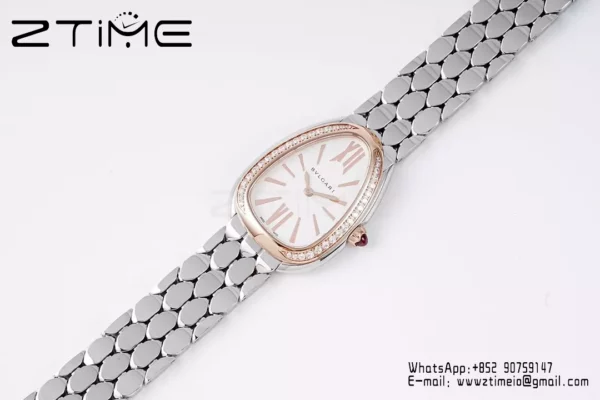 Bvlgari Serpenti Seduttori Watch SS 103143 BVF 1:1 Best Edition White Dial Diamonds Bezel - Super Clone Watch | 1:1 Best Version