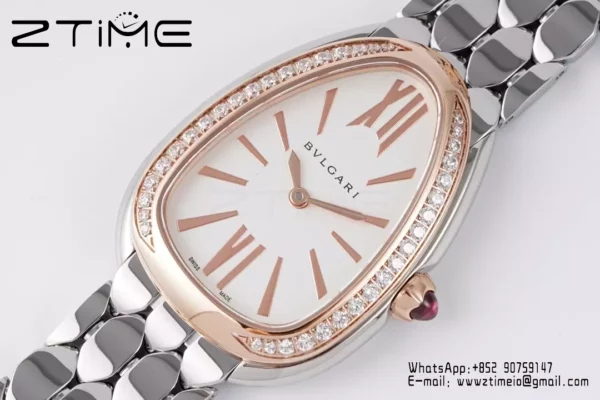 Bvlgari Serpenti Seduttori Watch SS 103143 BVF 1:1 Best Edition White Dial Diamonds Bezel - Super Clone Watch | 1:1 Best Version