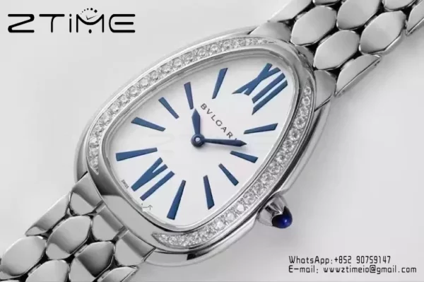 Bvlgari Serpenti Seduttori Watch SS 103148 BVF 1:1 Best Edition White Dial Blue Stripes - Super Clone Watch | 1:1 Best Version