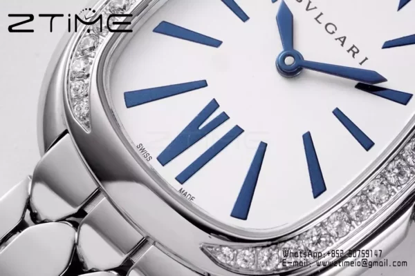 Bvlgari Serpenti Seduttori Watch SS 103148 BVF 1:1 Best Edition White Dial Blue Stripes - Super Clone Watch | 1:1 Best Version
