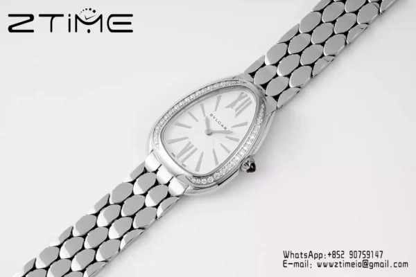 Bvlgari Serpenti Seduttori Watch SS 103361 BVF 1:1 Best Edition White Dial Diamonds Bezel - Super Clone Watch | 1:1 Best Version
