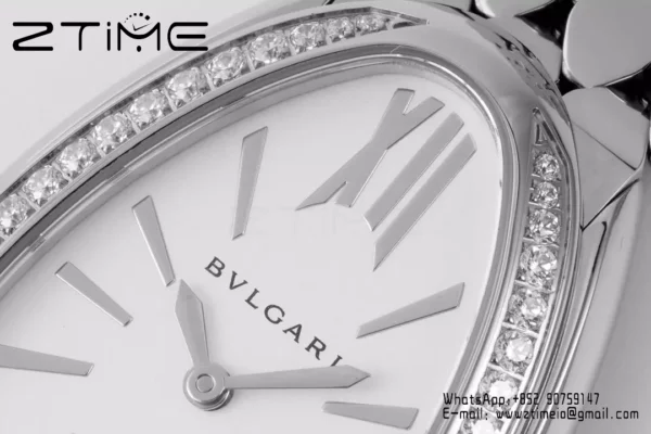 Bvlgari Serpenti Seduttori Watch SS 103361 BVF 1:1 Best Edition White Dial Diamonds Bezel - Super Clone Watch | 1:1 Best Version
