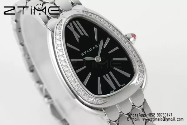 Bvlgari Serpenti Seduttori Watch SS 103449 BVF 1:1 Best Edition Black Dial Diamonds Bezel - スーパークローンウォッチ｜1:1ベストバージョン